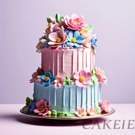Blue Pink 2 Tier Cake